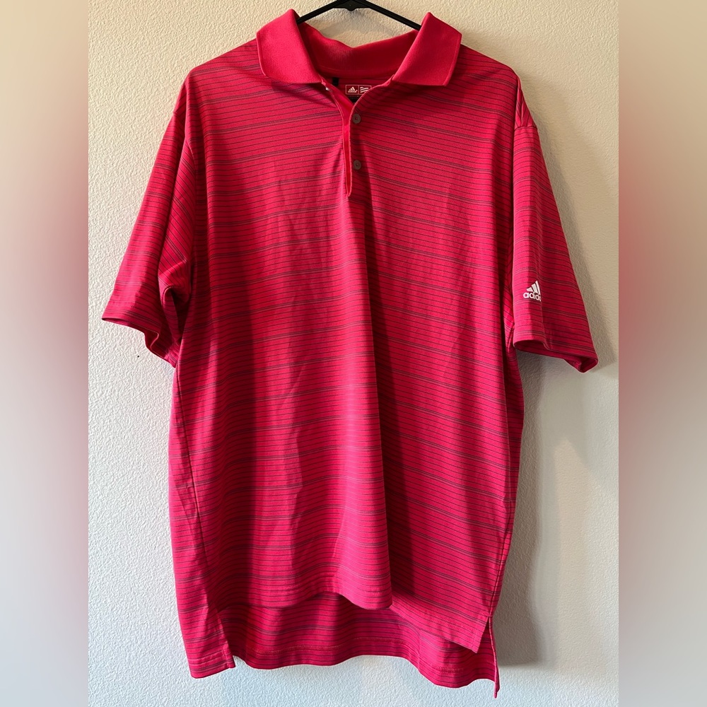 Adidas Golf Polo Mens Size Large Red Striped